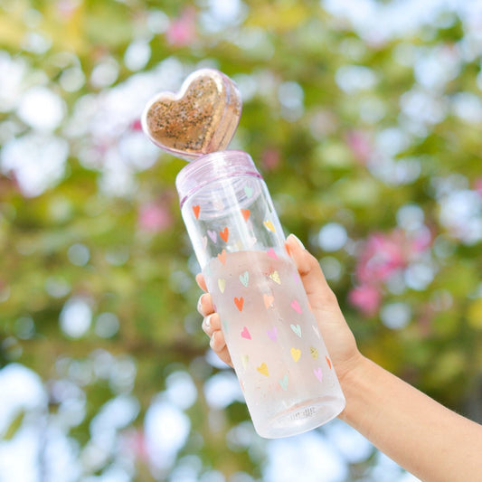 Water Bottle Glittered Heart